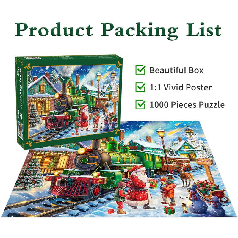 Huadada 1000-Piece Merry Christmas Jigsaw Puzzle for Adults - Perfect Family Reunion Game and Holiday Gift