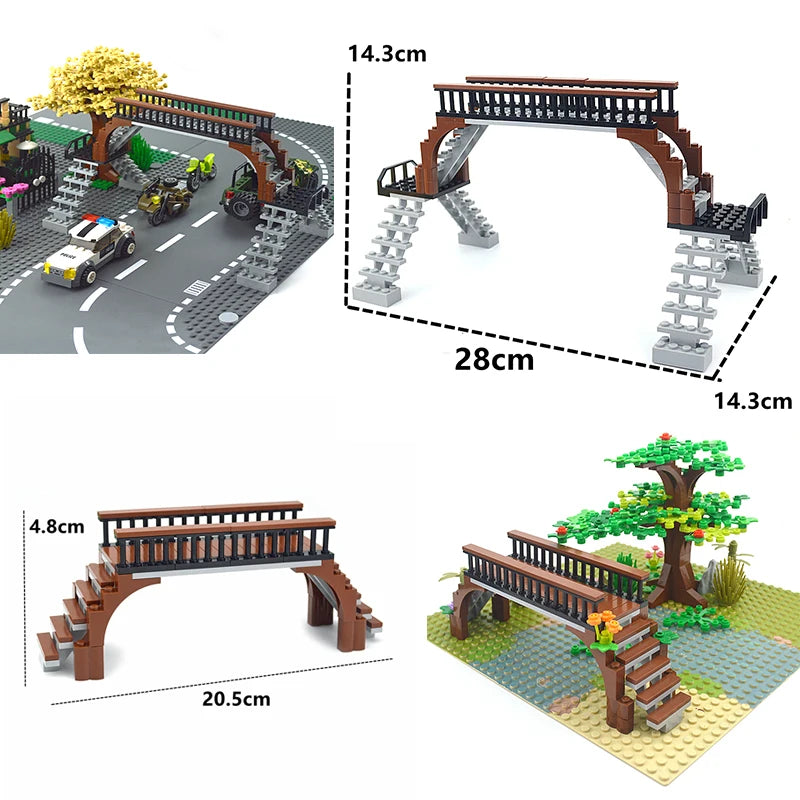 City Train Tracks & Station Building Blocks Set - Mini Signs, Signal Lights, Straight & Curved Rails for Creative Railway Models