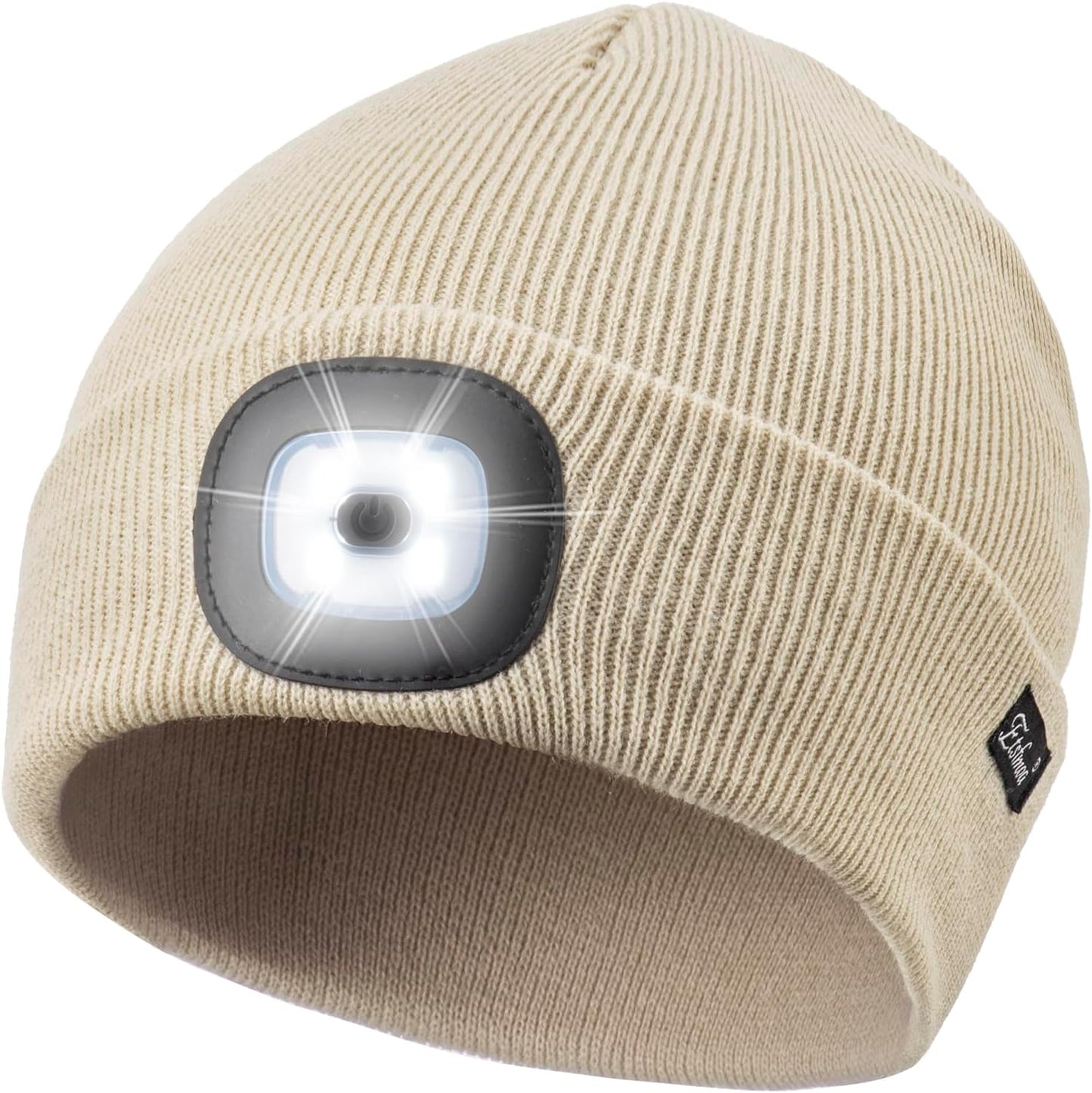 Etsfmoa Unisex USB Rechargeable Beanie with Light - Ideal Gift for Men, Dads, and Fathers