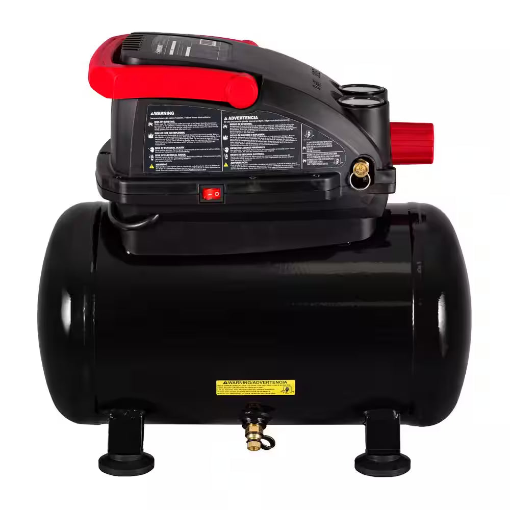 Compact 3-Gallon 120 PSI Oil-Free Hotdog Air Compressor with Foldable Handle and Quick Coupler