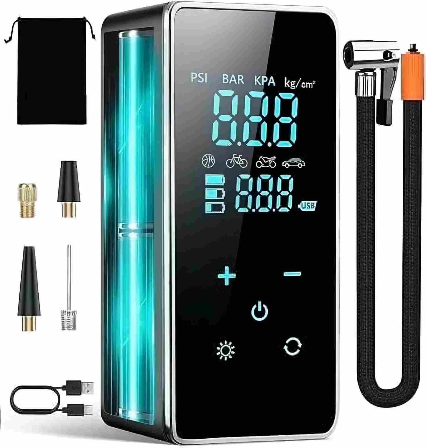Tire Inflator Portable Air Compressor-18000Mah-Portable Air Pump-150 PSI Tire Pump with Touch Screen/Gauge/Light for Car, Motorcycle, Bike, Ball