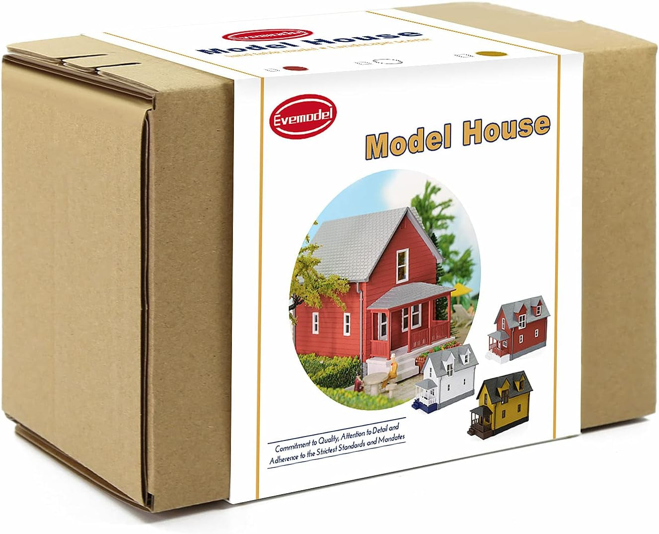 Assembled HO Scale 1:87 Modern Yellow Residential House Model for Train Layout Diorama - JZHO01