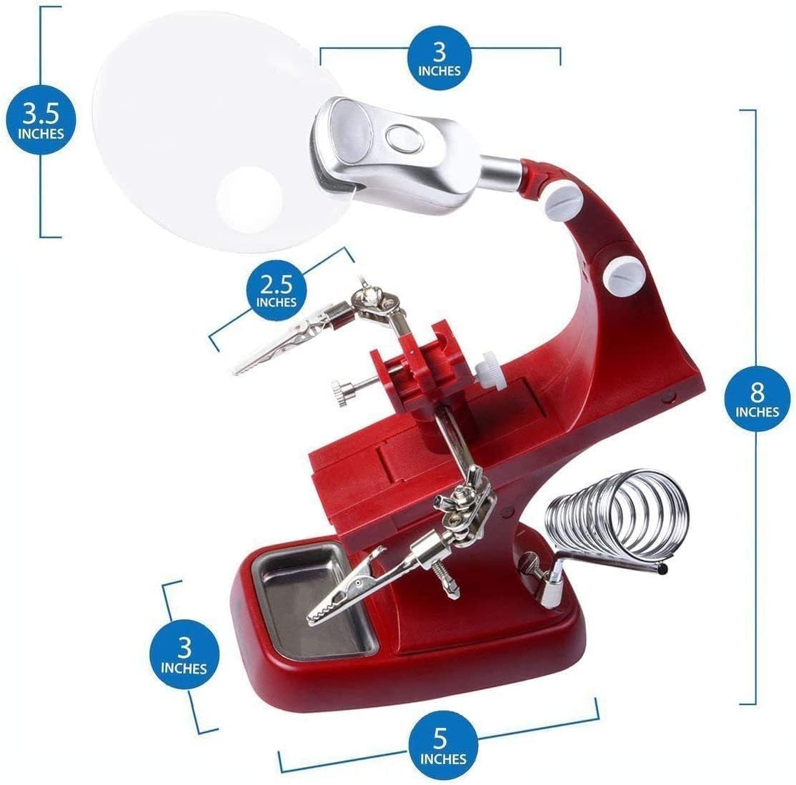 Versatile Helping Hand Magnifier Soldering Station with Dual LED Illumination for Precision Tasks