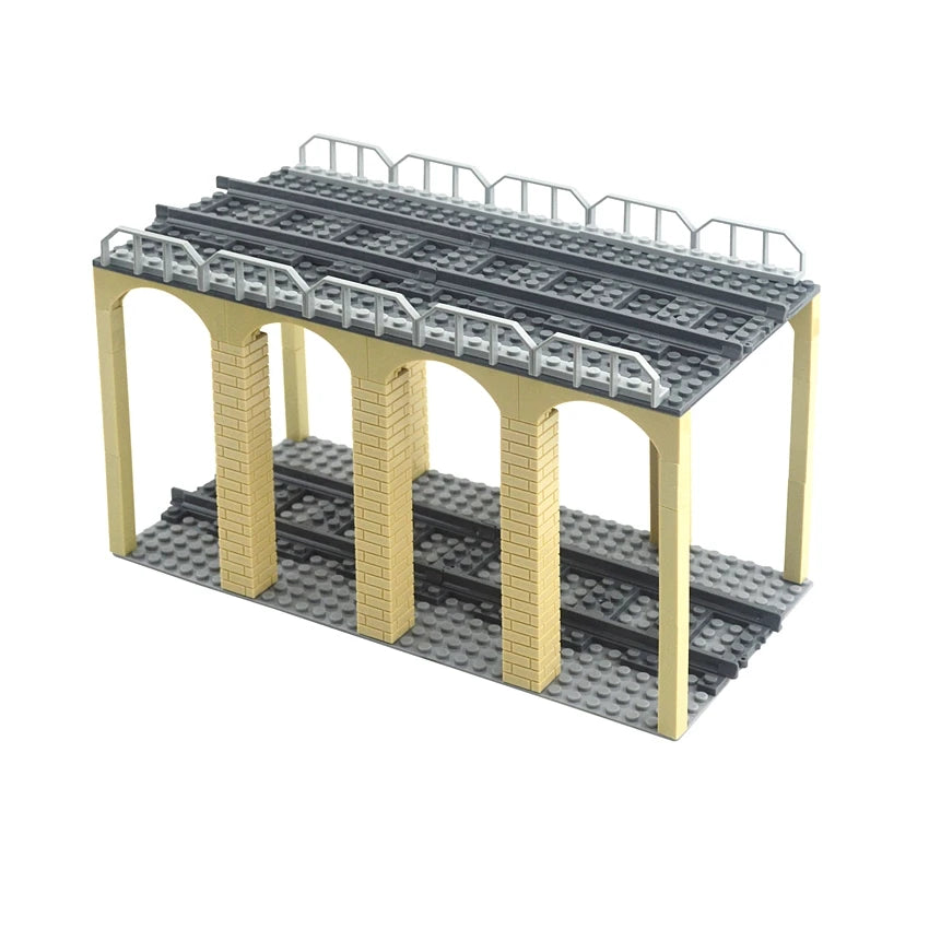 City Train Tracks & Station Building Blocks Set - Mini Signs, Signal Lights, Straight & Curved Rails for Creative Railway Models