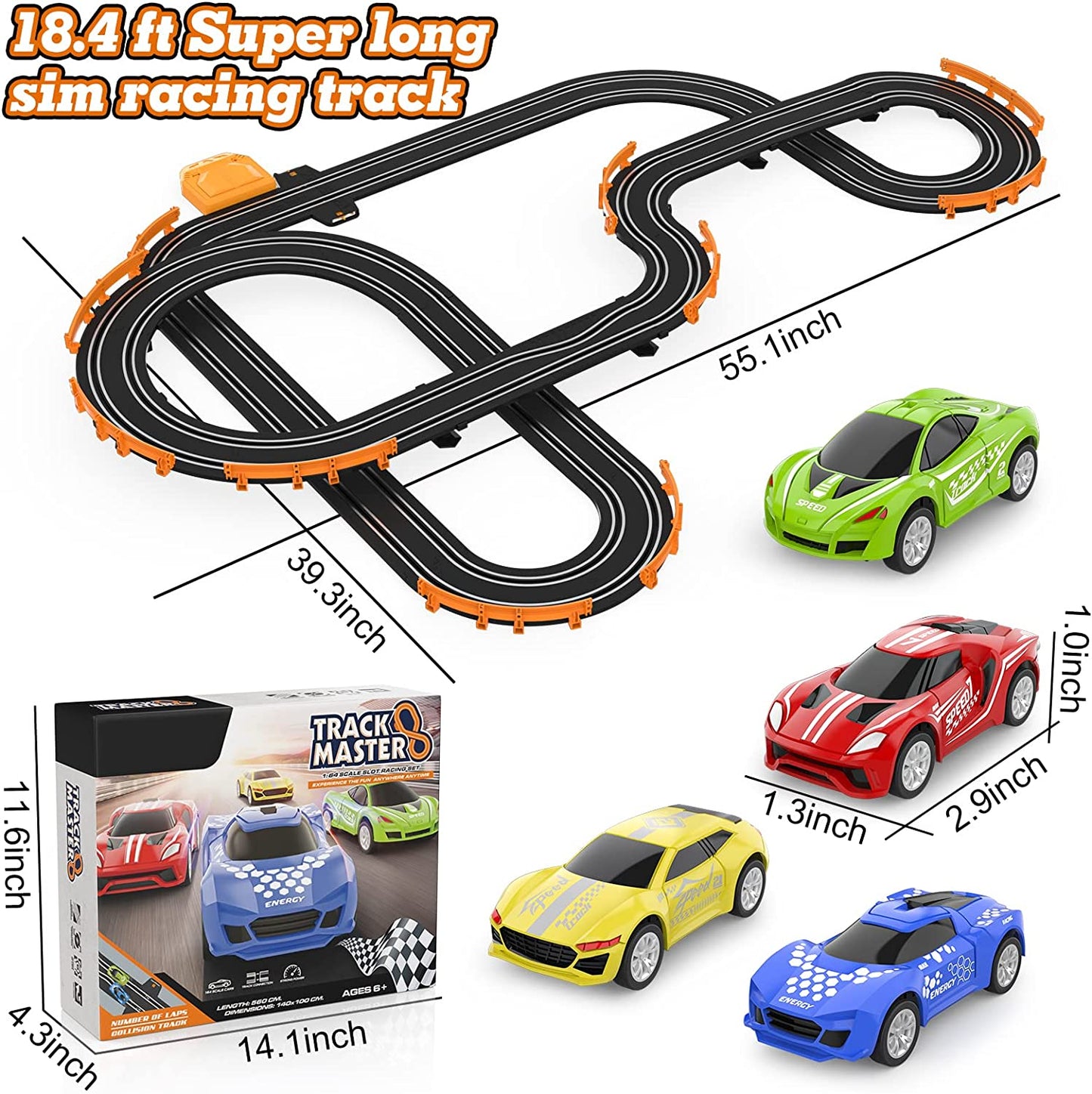 Premium Slot Car Racing Track Set - Enjoy Exciting Competitions with Four High-Speed Cars and Dual Power Options