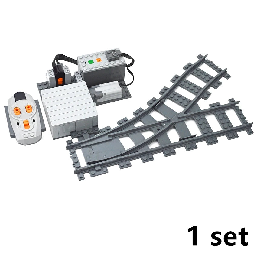City Train Tracks & Station Building Blocks Set - Mini Signs, Signal Lights, Straight & Curved Rails for Creative Railway Models