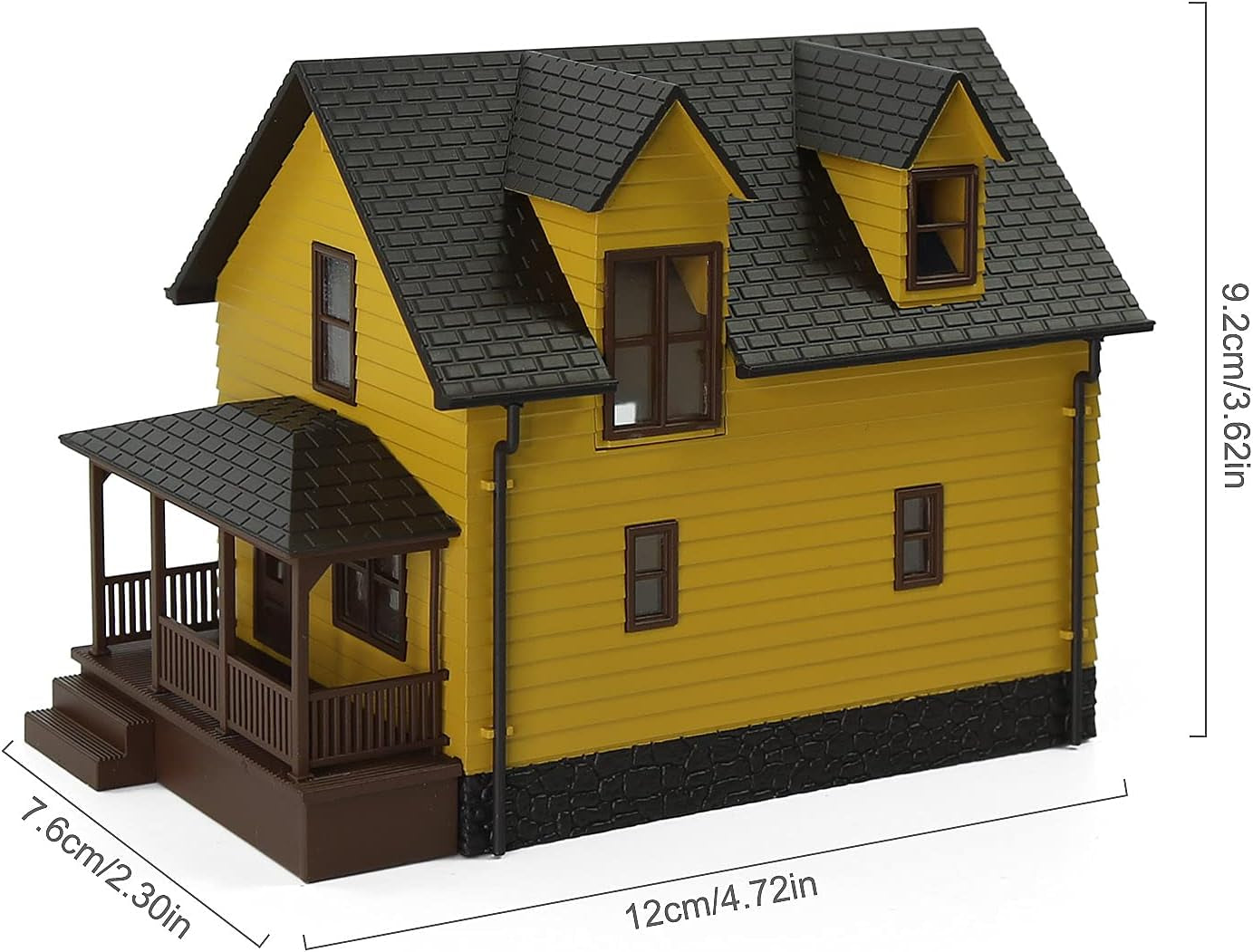 Assembled HO Scale 1:87 Modern Yellow Residential House Model for Train Layout Diorama - JZHO01