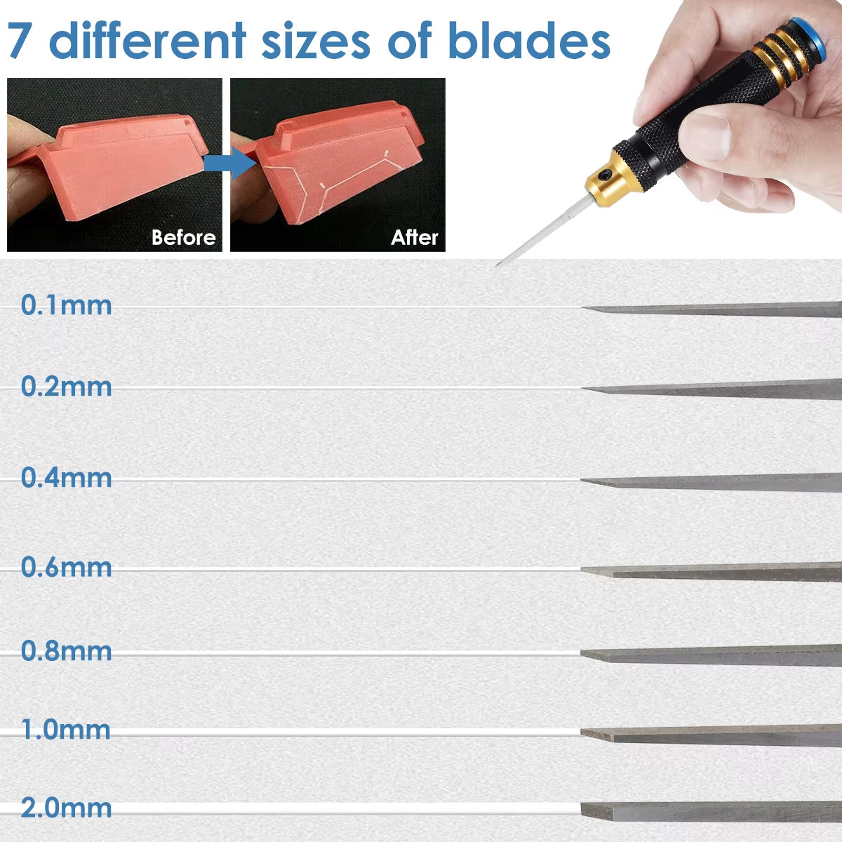 Gundam Resin Chisel Set - 7 Precision Blades for RC Car & Drone Repair - Ultimate Hobby Cutting Tool