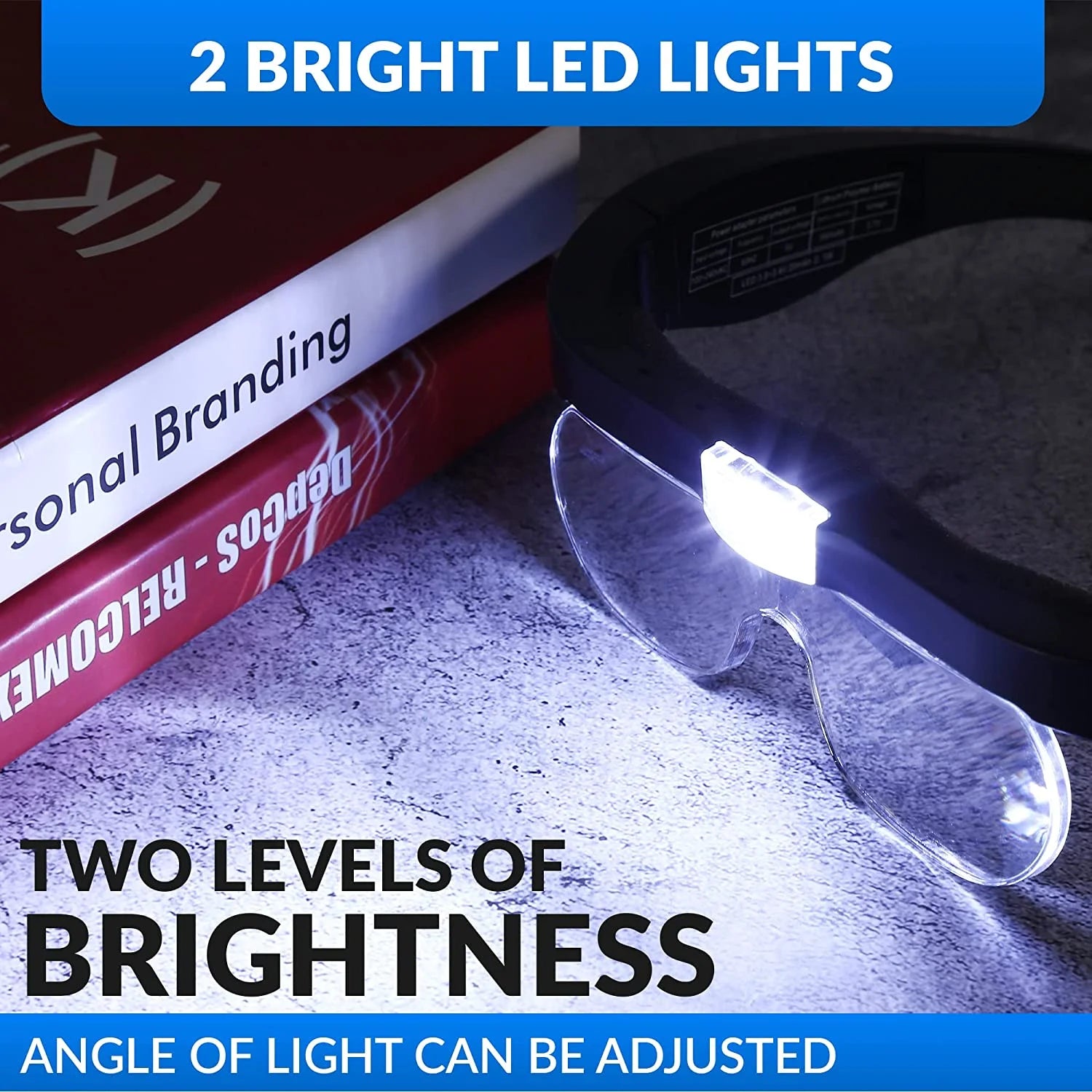 Rechargeable LED Head Magnifier Glasses with Detachable Lenses – Ideal for Reading and Hobbies!