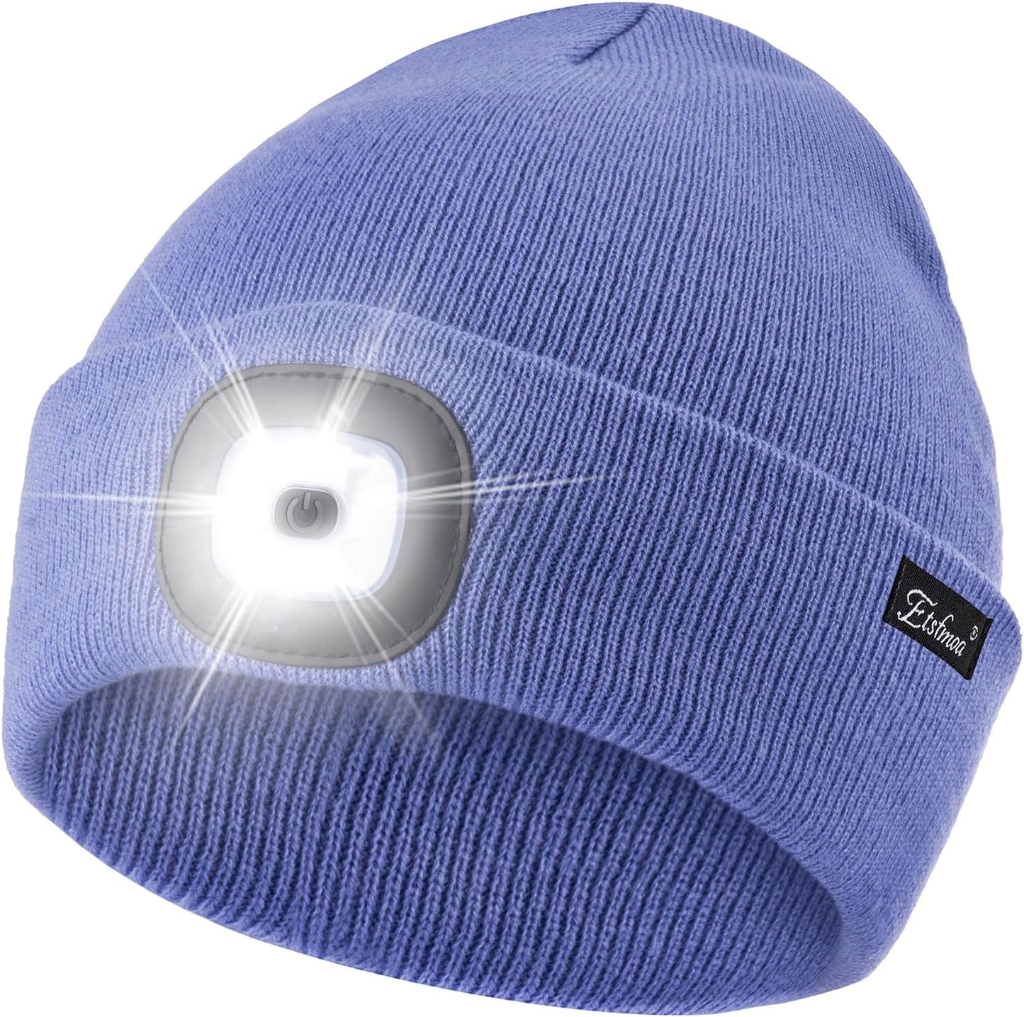 Etsfmoa Unisex USB Rechargeable Beanie with Light - Ideal Gift for Men, Dads, and Fathers
