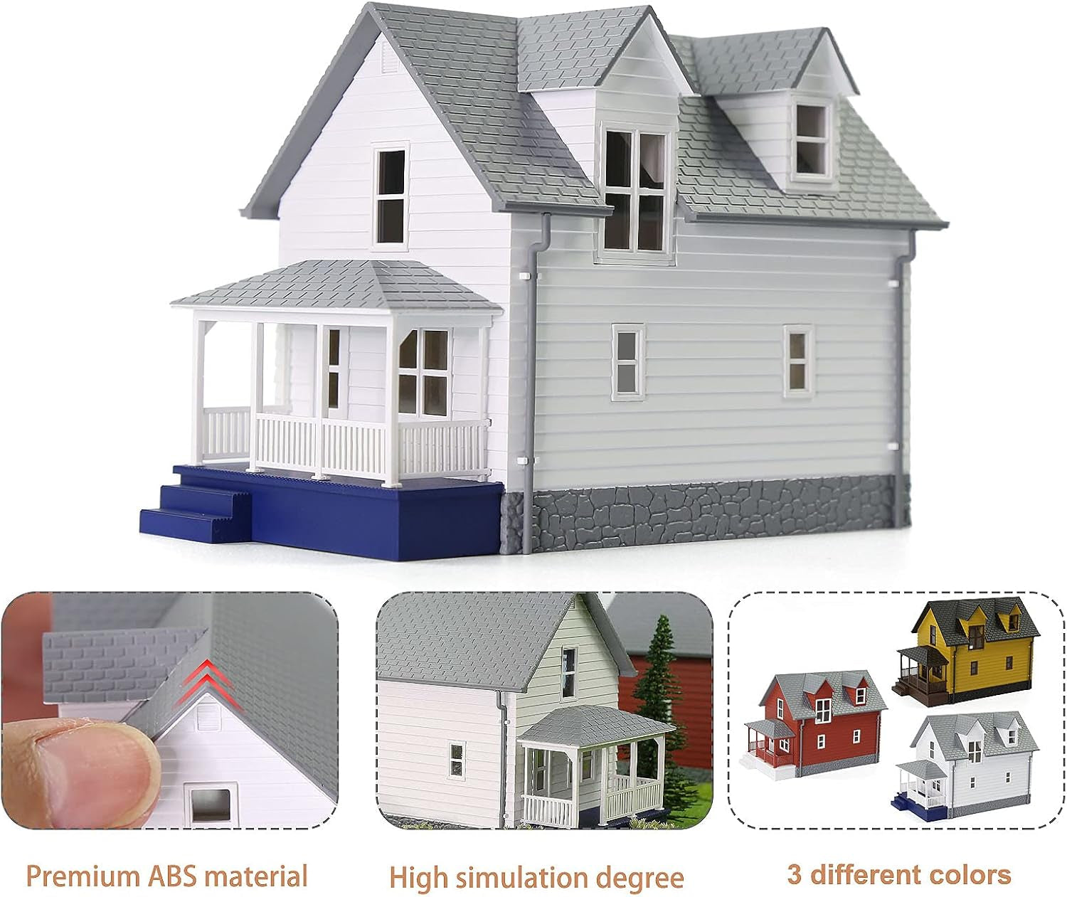 Modern N Scale 1:160 White Residential House Model - Perfectly Assembled for Your Train Layout Diorama