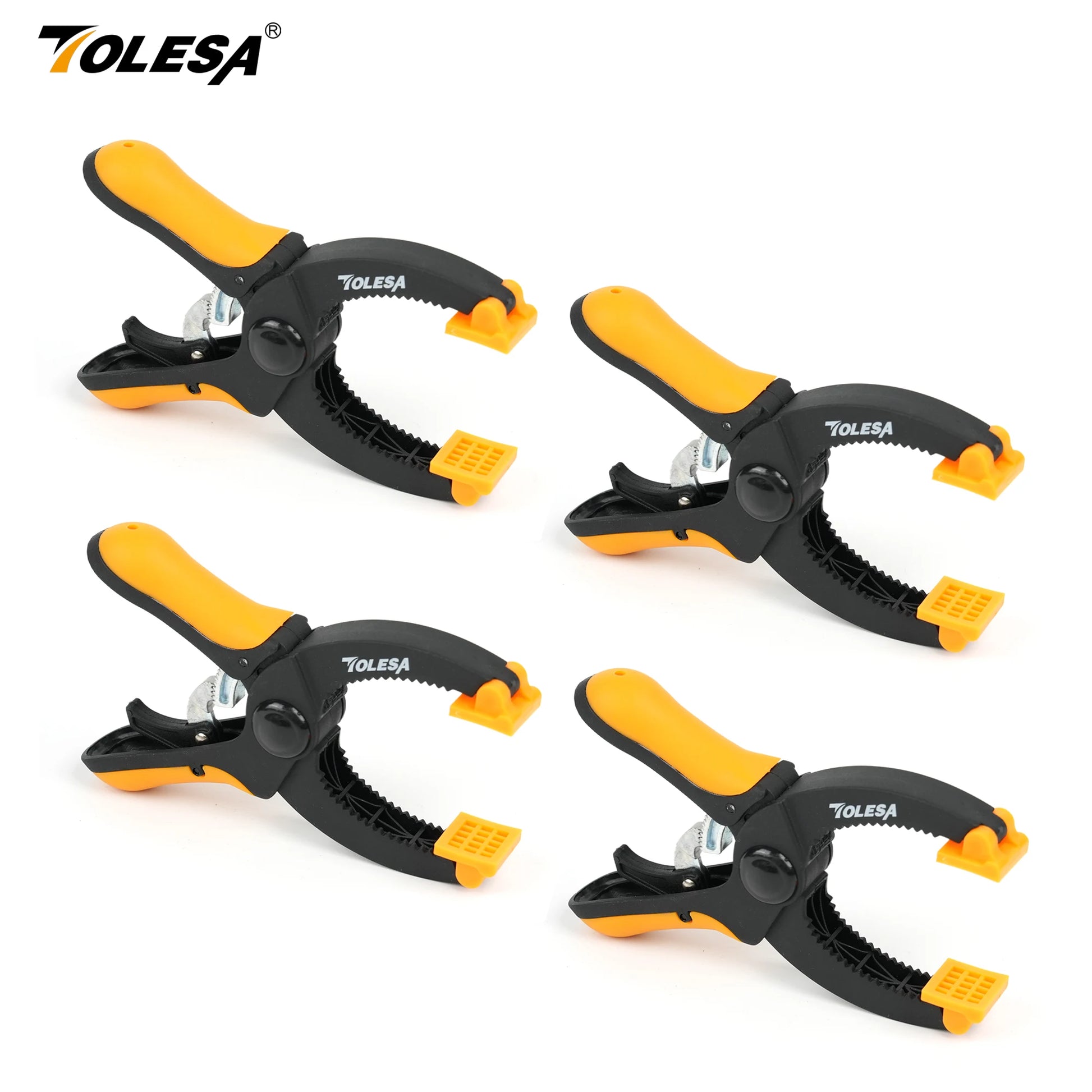 5-Inch Ratcheting Hand Clamps Set - Available in 2 or 4 Pieces with 1.55-Inch Jaw Opening and Enhanced Clamping Force for Project Assembly and Securing