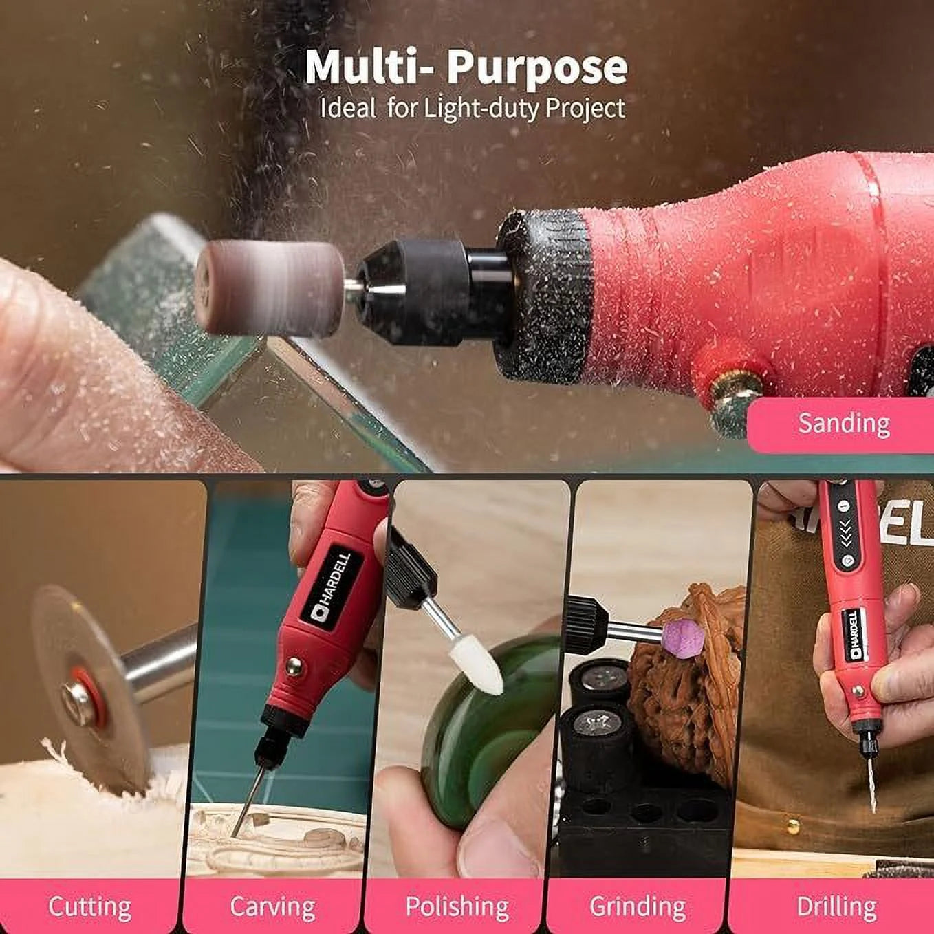 Professional 3.7V Cordless Rotary Tool Kit - 5-Speed Portable Drill for DIY Projects, Sanding, Polishing, Carving, and Engraving with 2000mAh Lithium Battery