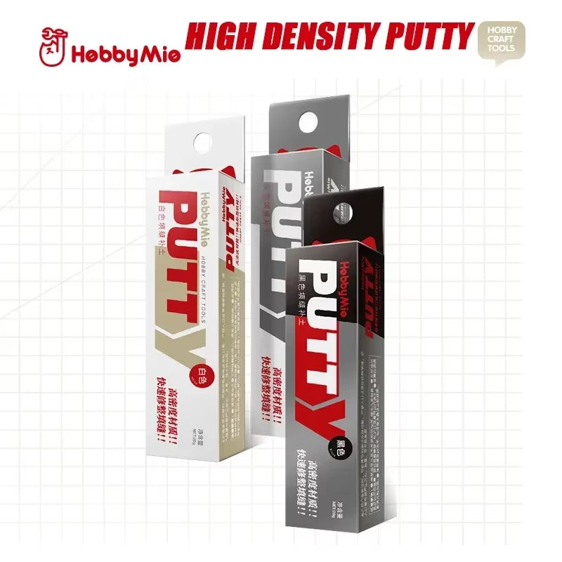 HOBBY MIO Quick-Dry High-Density Putty - 20G Model Joint Filler in Black, White, and Grey for Precision Molding and Repair