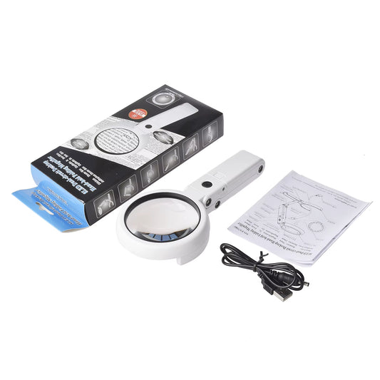 5X/10X USB-Powered LED Handheld Magnifier with Stand - Perfect for Electronics Repair and Hobbies