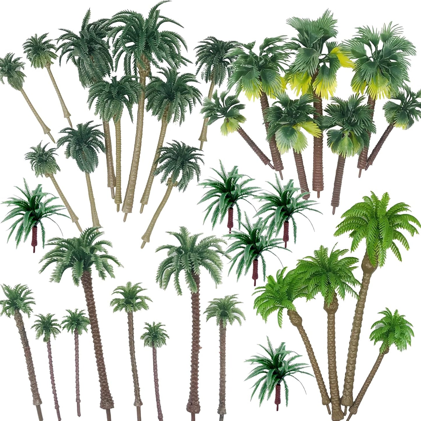 Cayway 44-Piece Colorful Model Trees Set (1.3-3.2 Inches) - Perfect for Train Scenery and Architectural Models, Base-Free DIY Craft Accessories