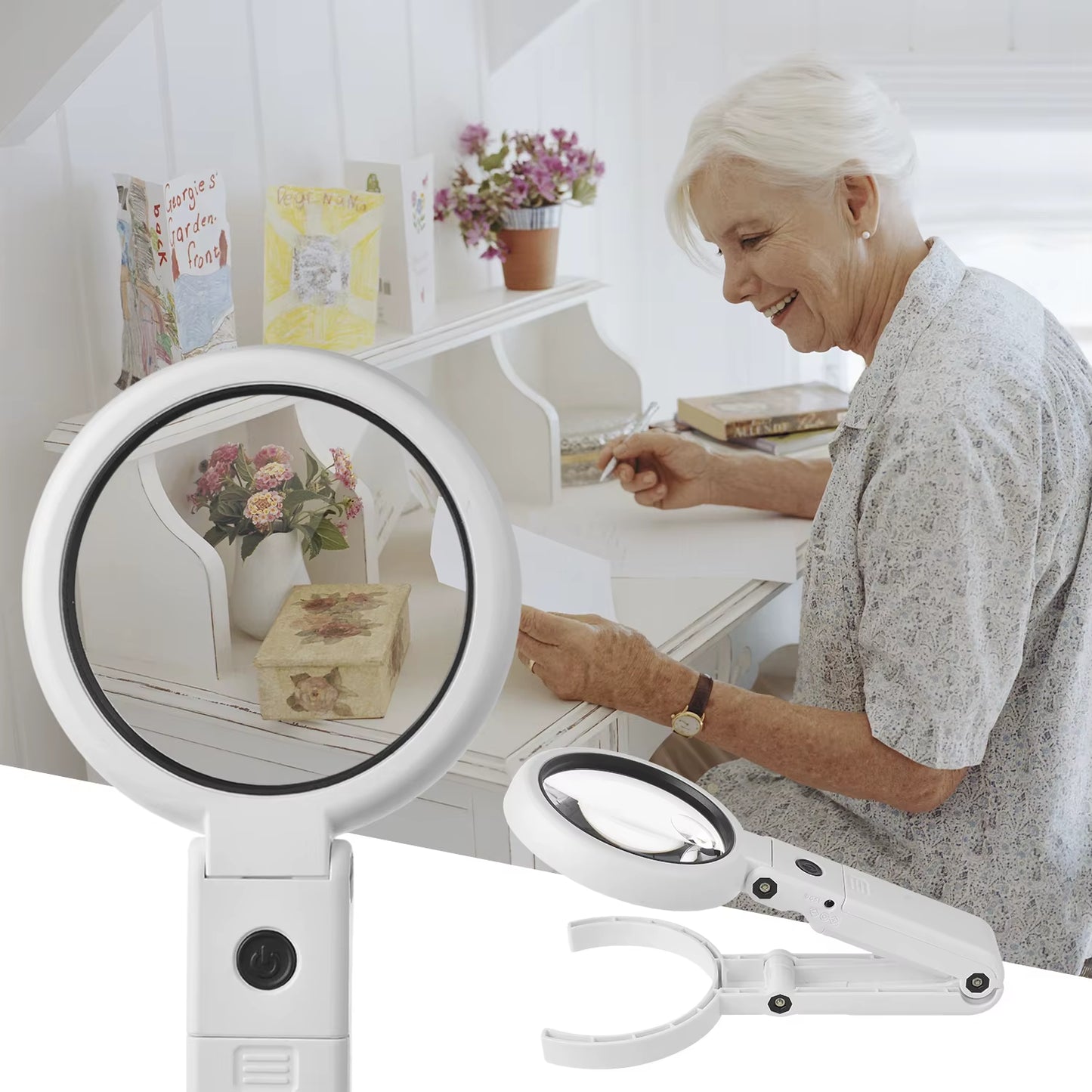5X/10X USB-Powered LED Handheld Magnifier with Stand - Perfect for Electronics Repair and Hobbies