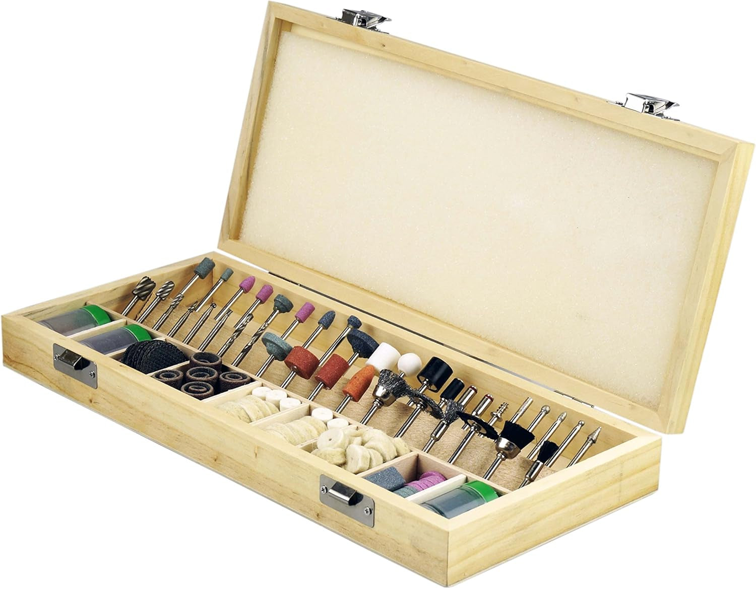 228-Piece Rotary Tool Accessory Kit - Comprehensive Set for Polishing, Drilling, and Engraving with Sanding Bands, Grinding Stones, Woolen Wheels, and Elegant Wooden Storage Case - RA9228
