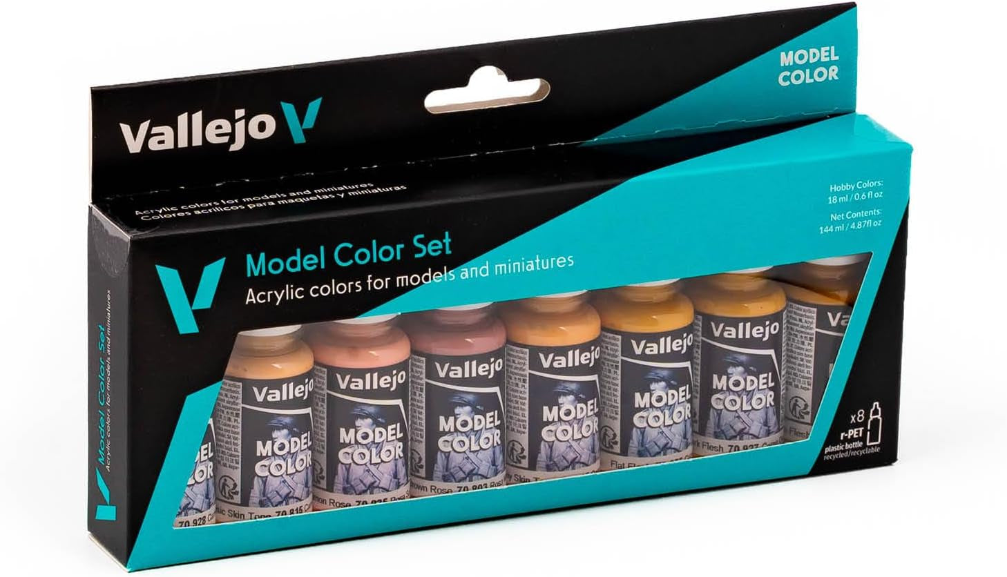 Vallejo Face and Skin Color Paint Set, 8 Colors, 17 ml (0.5 fl oz) - Pack of 8