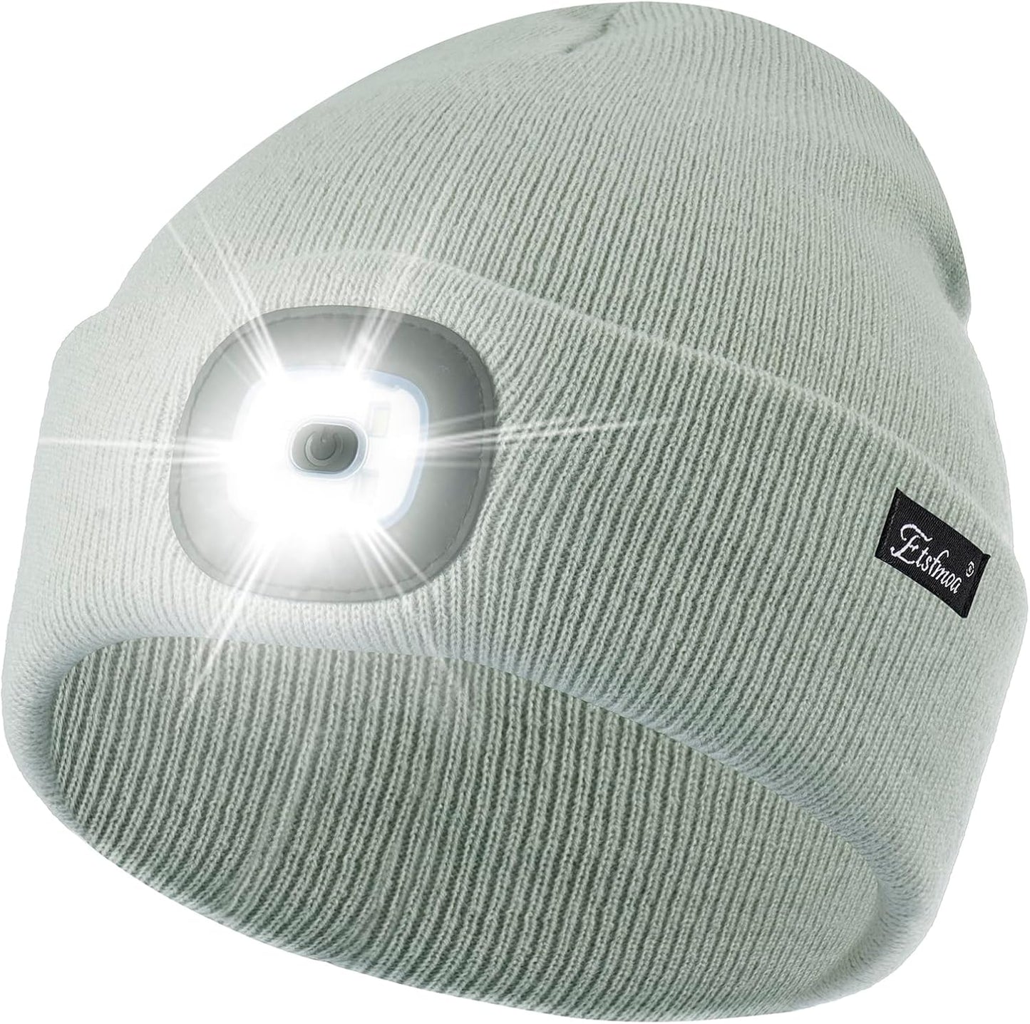 Etsfmoa Unisex USB Rechargeable Beanie with Light - Ideal Gift for Men, Dads, and Fathers