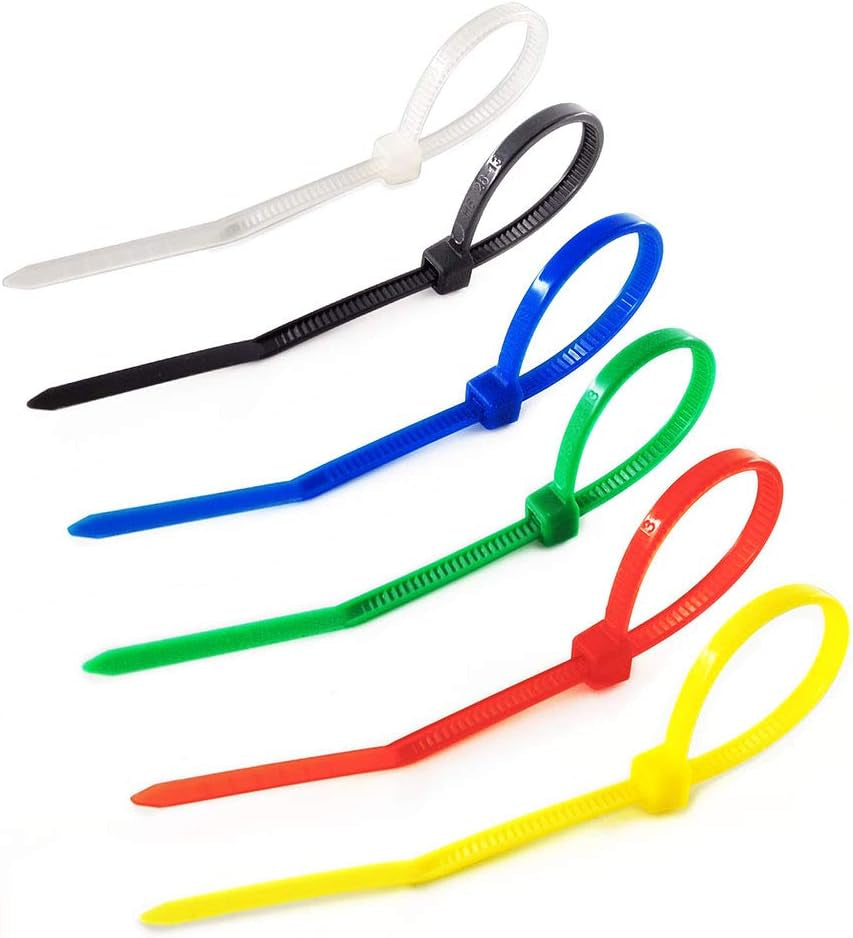 HS 10-Inch White Nylon Cable Ties, 50 lbs Strength, Medium Clear Straps for Bike, Car, and Cord Management - 100 Pack