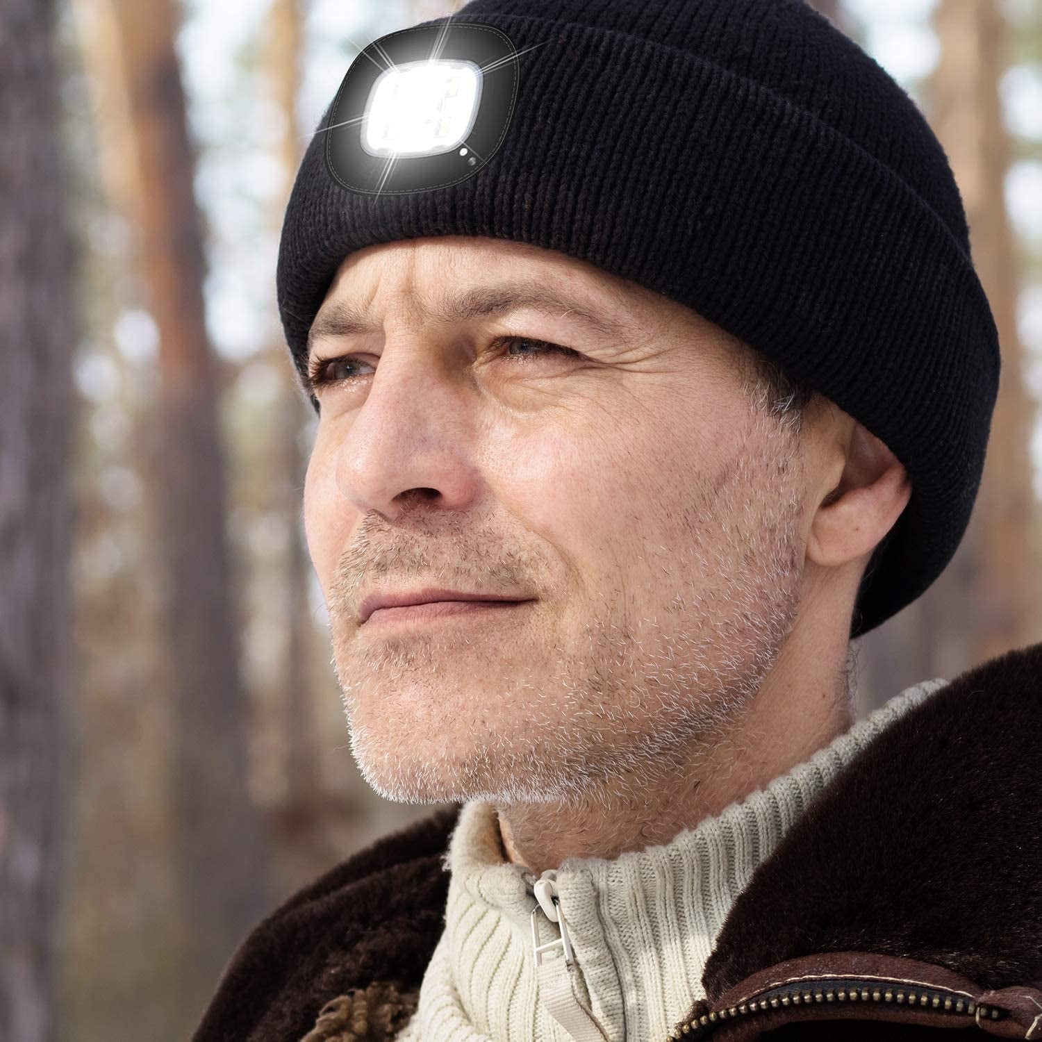 Etsfmoa Unisex USB Rechargeable Beanie with Light - Ideal Gift for Men, Dads, and Fathers