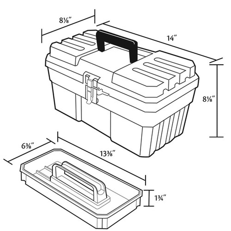 Akro-Mils Probox Plastic Toolbox with Removable Tray for Tools and Hobbies