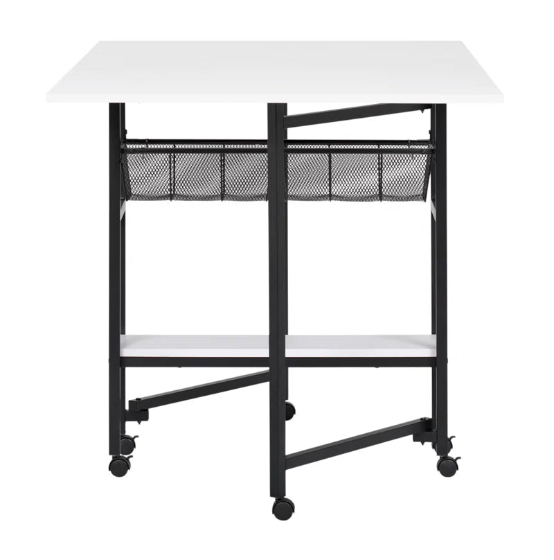 Versatile 60'' x 36'' Mobile Foldable Craft Table - Ideal for Creative Projects