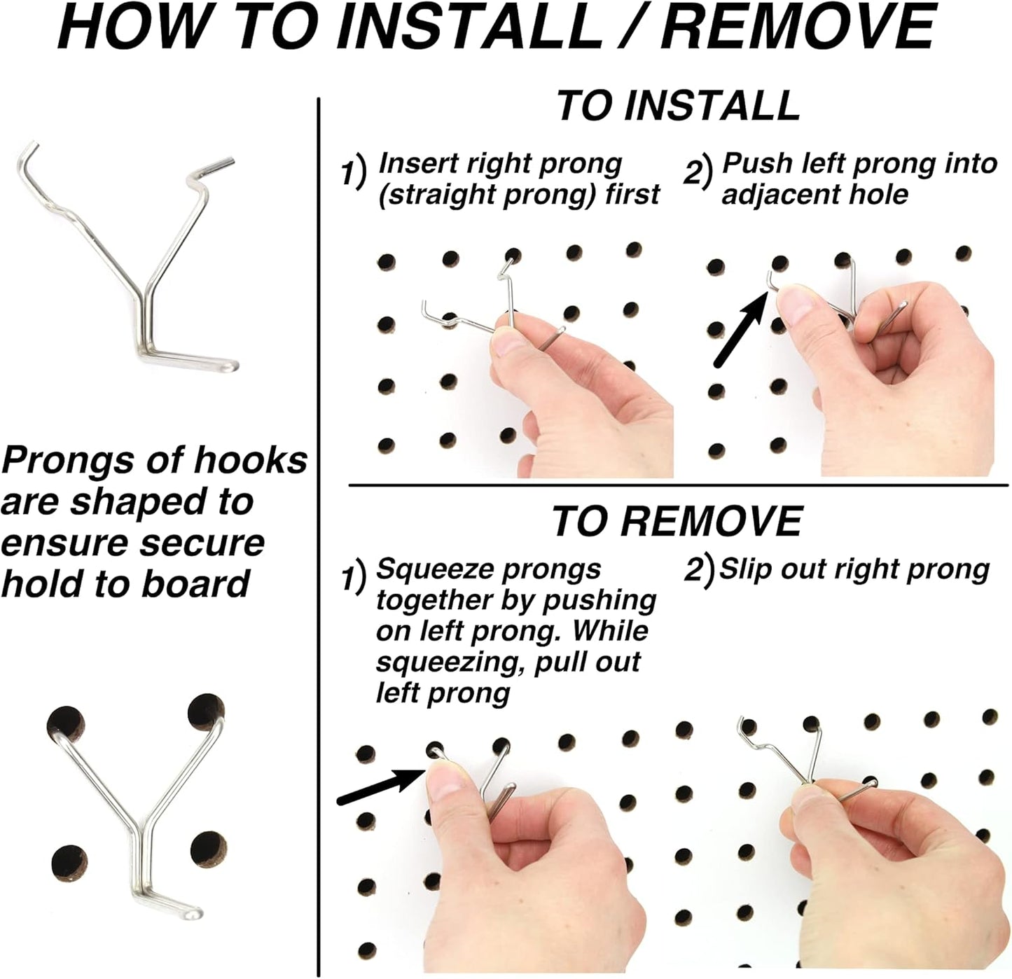 Premium Stainless Steel Pegboard Hooks - 50-Pack, 1-Inch L Design for Optimal Tool, Craft, Kitchen, and Retail Display Organization