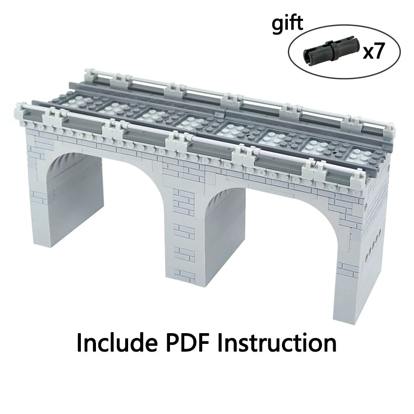 City Train Tracks & Station Building Blocks Set - Mini Signs, Signal Lights, Straight & Curved Rails for Creative Railway Models