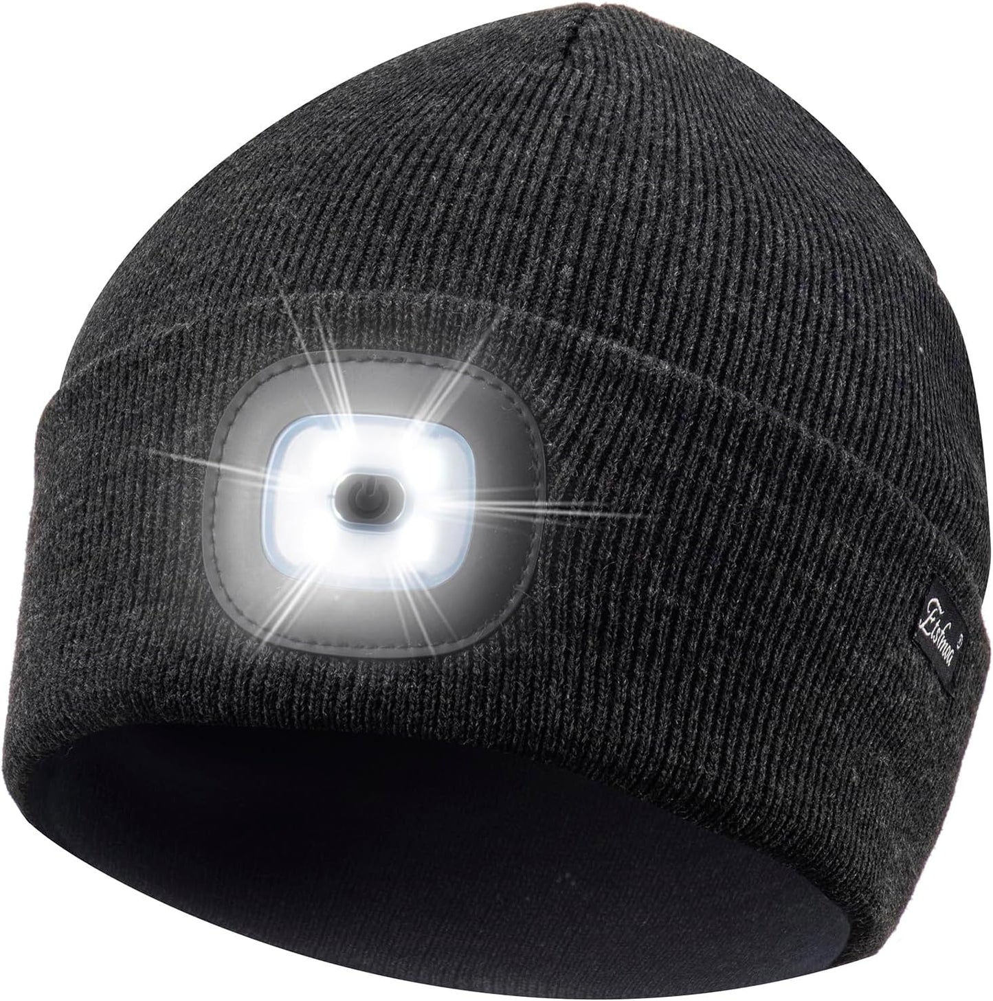 Etsfmoa Unisex USB Rechargeable Beanie with Light - Ideal Gift for Men, Dads, and Fathers
