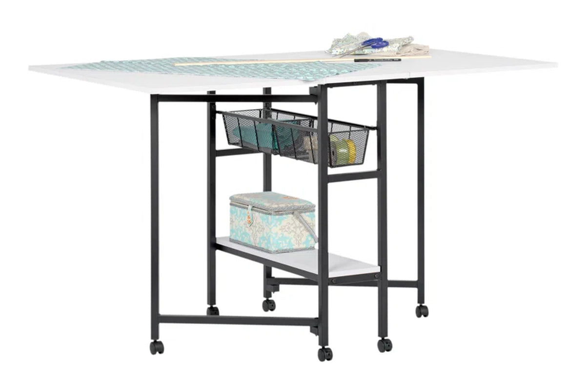 Versatile 60'' x 36'' Mobile Foldable Craft Table - Ideal for Creative Projects