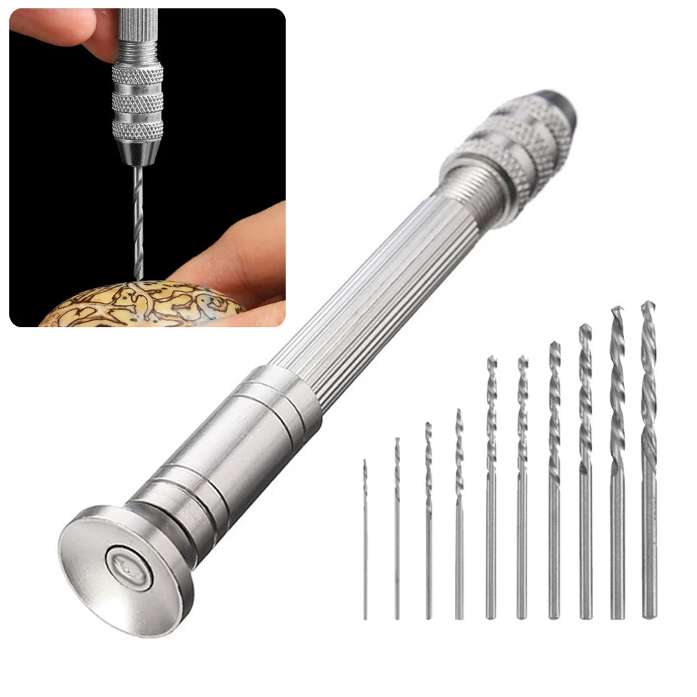 Professional Hand Drill Set with 0.8mm-3.0mm Bits for Model Making, Hobbies, and Woodworking Projects