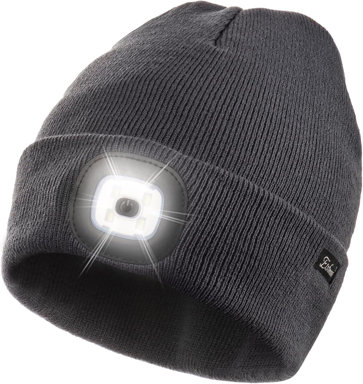 Etsfmoa Unisex USB Rechargeable Beanie with Light - Ideal Gift for Men, Dads, and Fathers