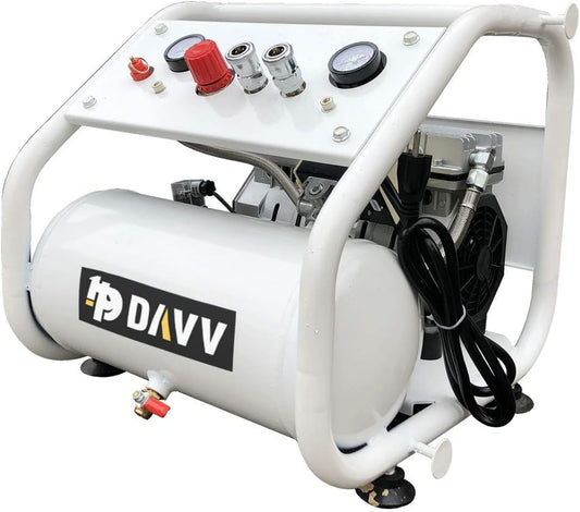 Professional Ultra Quiet Oil-Free Portable Air Compressor with Dual Outlet, 4 CFM at 125 PSI, 2 Gallon Tank, Lightweight Design (42 lbs), 110V/650W