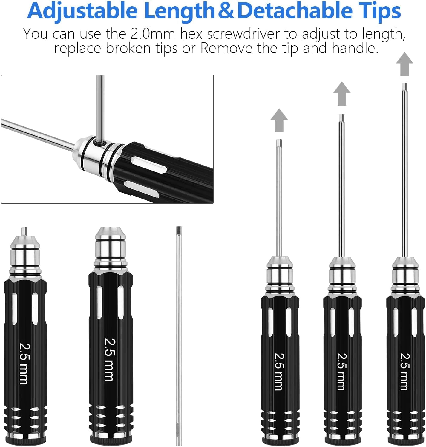 Precision 8-Piece Hex Screwdriver Set for RC Vehicles - Compatible with Traxxas and Arrma
