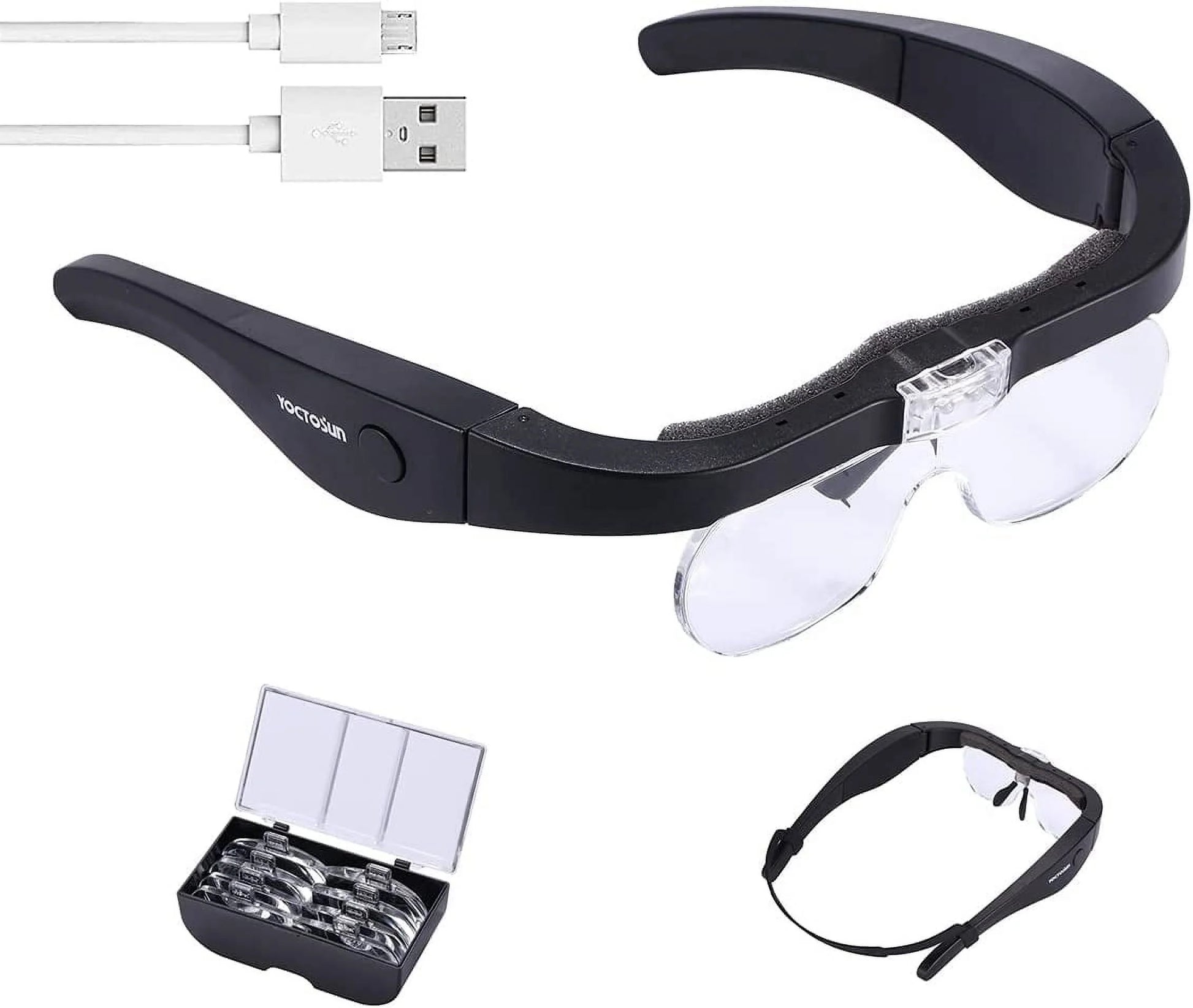 Rechargeable LED Head Magnifier Glasses with Detachable Lenses – Ideal for Reading and Hobbies!