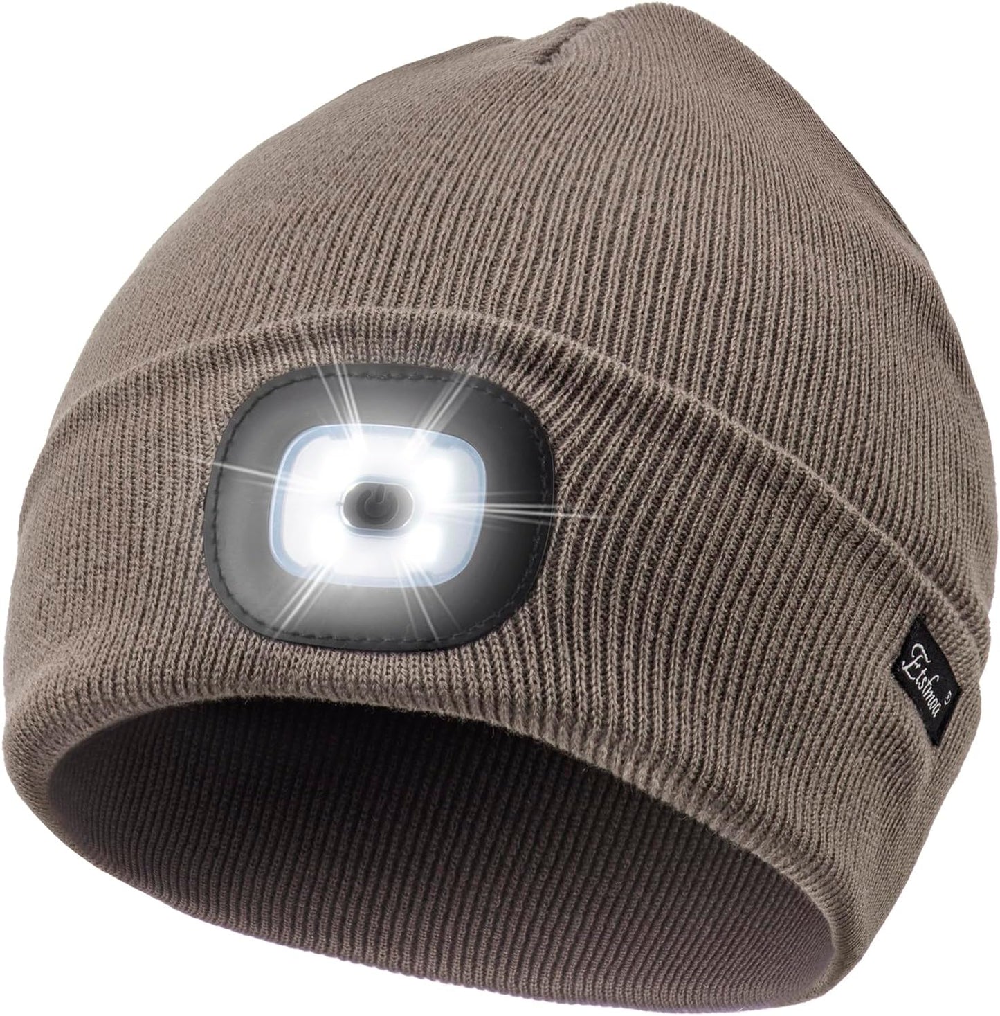 Etsfmoa Unisex USB Rechargeable Beanie with Light - Ideal Gift for Men, Dads, and Fathers