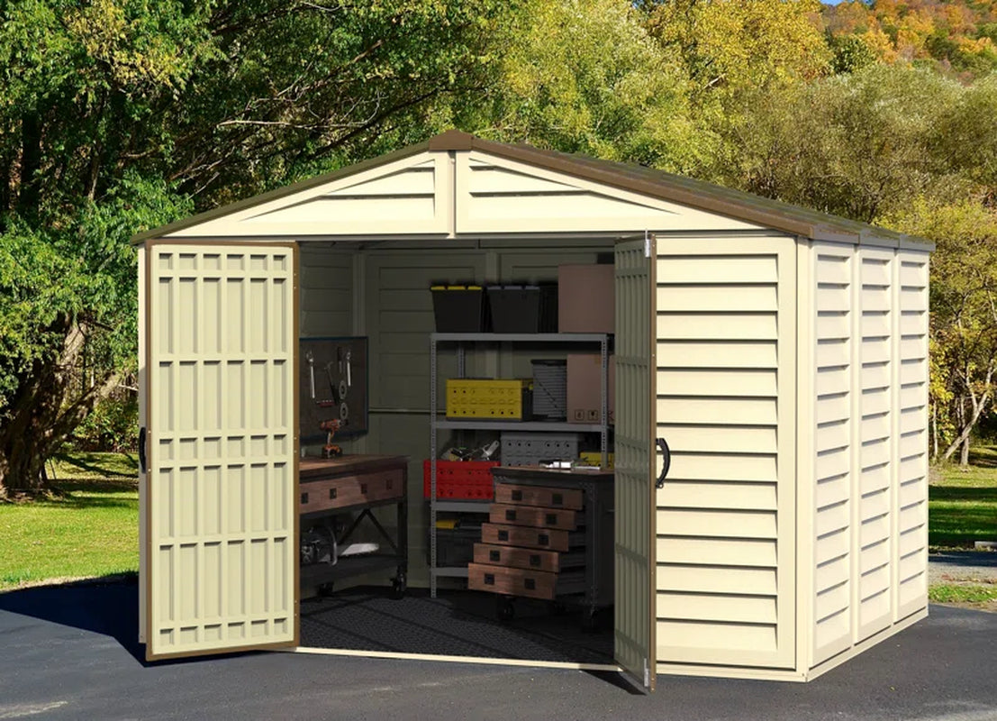 Woodbridge 10.5 Ft. W x 8 Ft. D Heavy-Duty Plastic Storage Shed for Outdoor Use