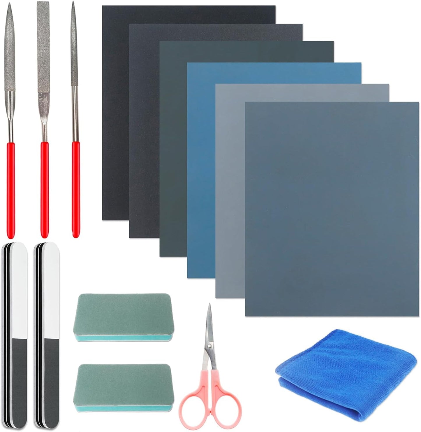 Sakolla 24-Piece Comprehensive Resin Polishing Kit - Complete Tool Set for Epoxy Resin and Jewelry Crafting, Including Sandpaper, Files, Scissors, and More